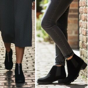 Mollie Munro Lug Sole Zip Front Suede Boots